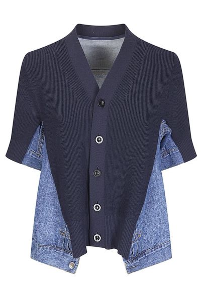 Sacai Panelled Short Sleeve Cardigan