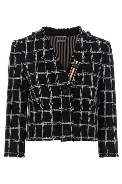 Thom Browne Checked Tweed Cropped Blazer