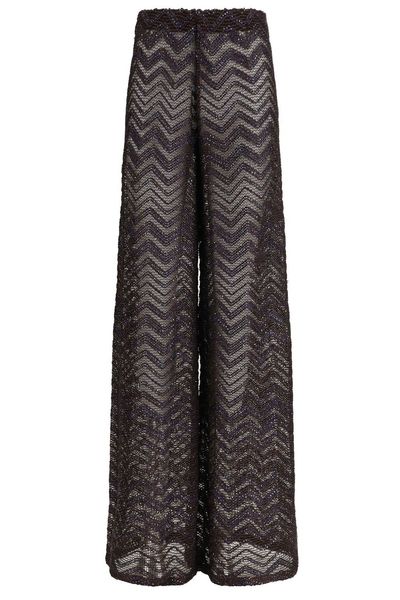 Missoni Sequin Wide-Leg Zigzag Mesh Trousers
