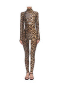 Atu Body Couture High Neck Sequin Leopard-Print Jumpsuit