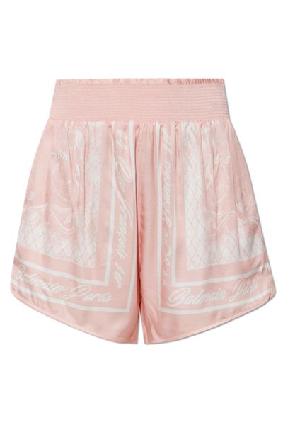 Balmain Scarf-Print High-Waist Shorts