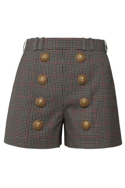 Balmain High Waist Button Embellished Shorts