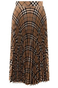Burberry Checked Pleated Midi Skirt