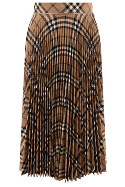 Burberry Checked Pleated Midi Skirt