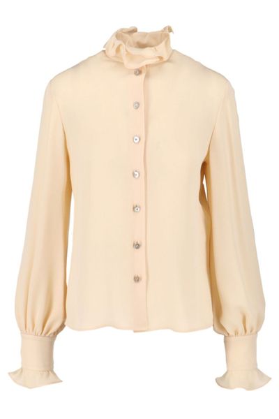 Valentino Georgette Ruffled Collar Button-Up Blouse
