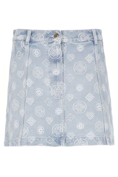 Casablanca Monogram Denim Logo Patch Skirt