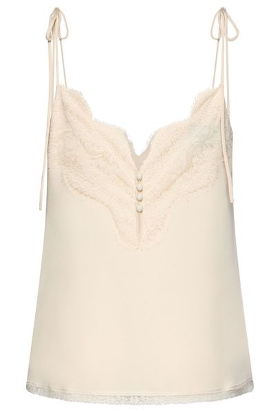 Valentino Lace Trim V-Neck Top