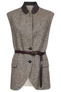 Brunello Cucinelli Flecked Belted Sleeveless Vest