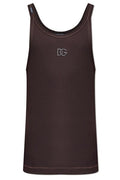Dolce & Gabbana Logo Embroidered Ribbed Top