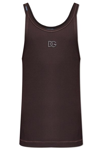 Dolce & Gabbana Logo Embroidered Ribbed Top