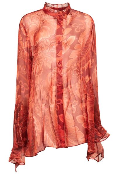 Etro Floral-Printed Pleated Shirt