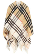 Burberry Contrast Check Fringed Cape