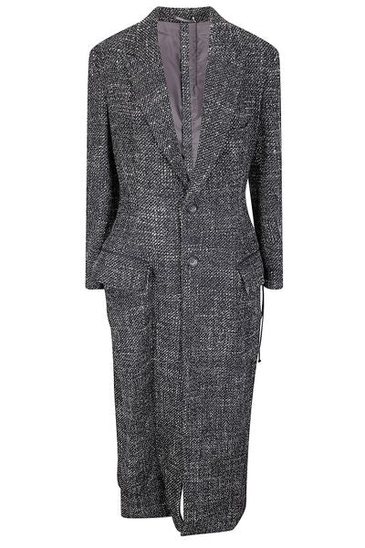 Yohji Yamamoto Tweed Back Lace Up Long Coat