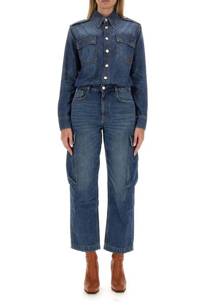 Stella McCartney Long-Sleeved Denim Cargo Jumpsuit