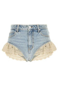 Frame Crochet Ruffle Denim Shorts