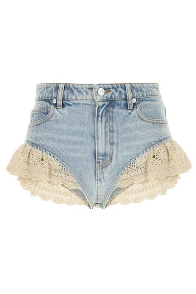 Frame Crochet Ruffle Denim Shorts