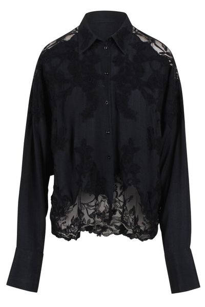 Ermanno Scervino Sheer Floral Embroidered Shirt