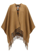 Burberry Checked Fringed-Edge Reversible Cape