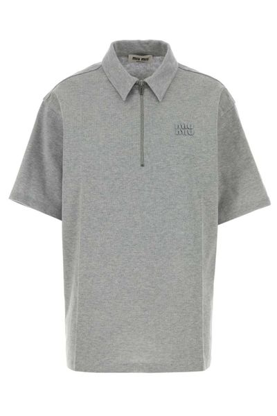 Miu Miu Logo-Detailed Half-Zipped Polo Shirt