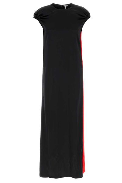 Loewe Cap-Sleeve Satin Maxi Dress