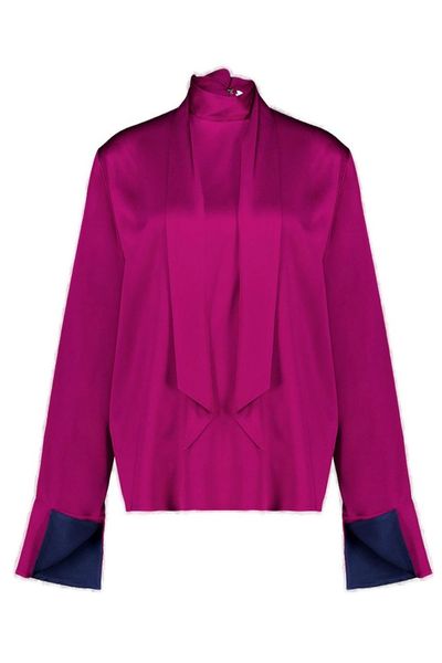 Stella McCartney Tie-Back High-Neck Satin Top