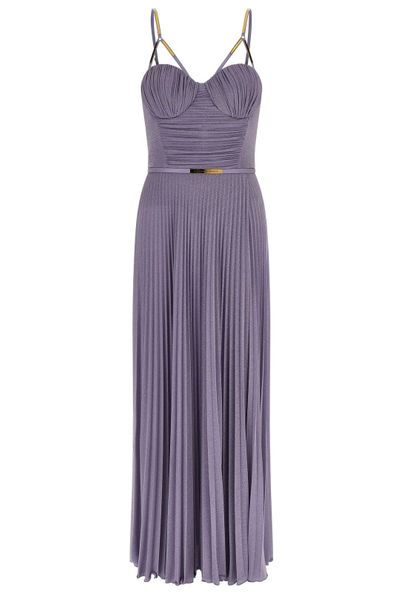 Elisabetta Franchi Pleated Spaghetti Strap Maxi Dress
