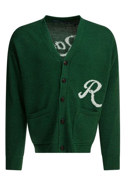 Polo Ralph Lauren Logo Intarsia-Knit V-Neck Cardigan