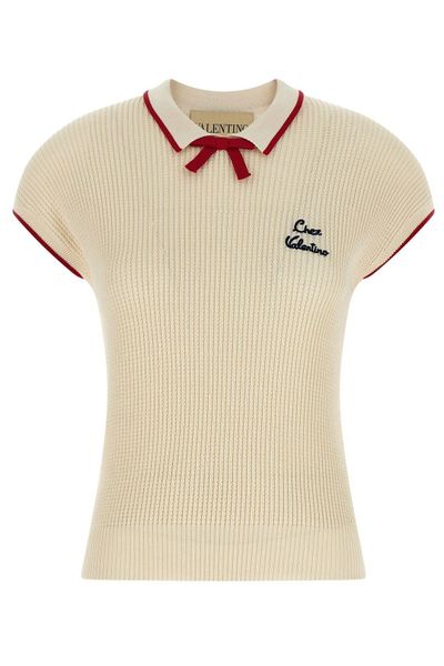 Valentino Bow Detailed Short-Sleeved Jumper