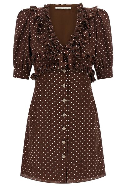 Alessandra Rich Ruffled Detail Polka Dot Mini Dress