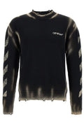 Off-White Distressed Logo Embroidered Crewneck Jumper