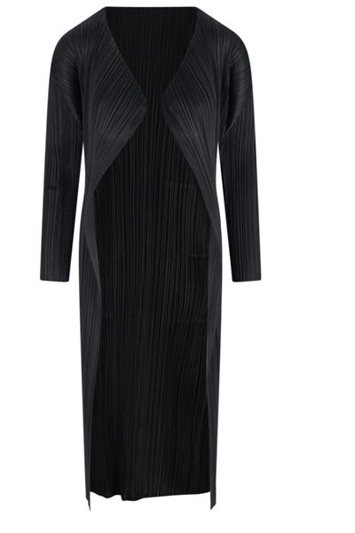 Pleats Please Issey Miyake V-Neck Pleated Coat