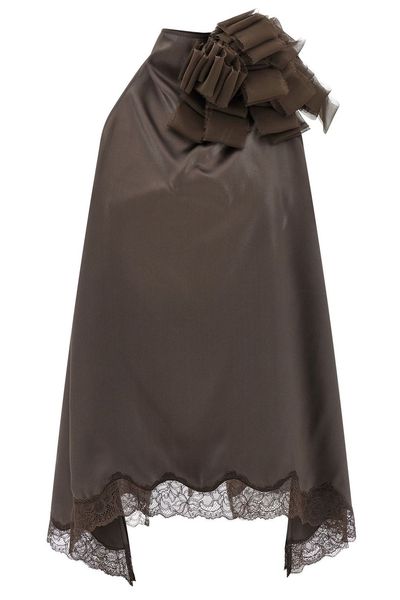 Magda Butrym Satin Open-Back Lace-Trim Blouse
