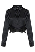 Versace Lace-Trim Satin Cropped Shirt