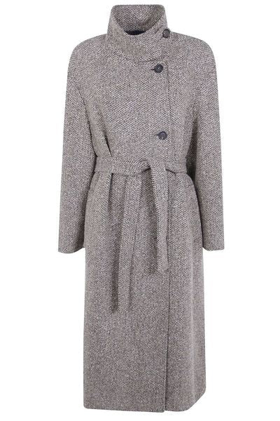Brunello Cucinelli Sparkling Chevron Belted Coat