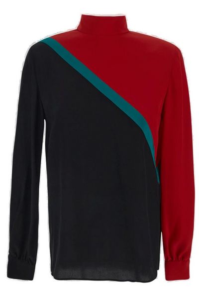 Gucci High Neck Color Blocked Shirt