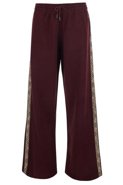 Burberry Checked-Band Wide-Leg Drawstring Pants