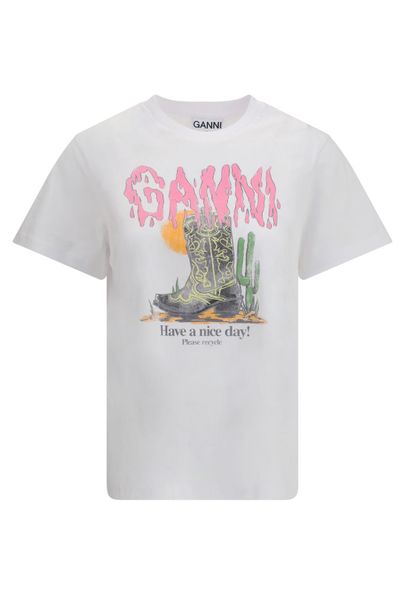 Ganni Western Boot Printed T-Shirt