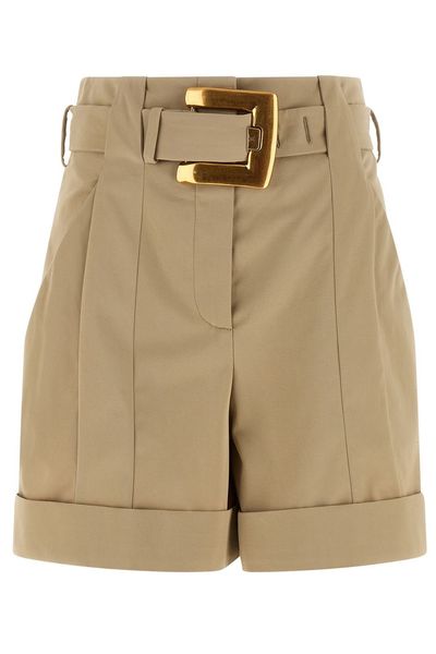 Balmain Belted Gabardine Shorts