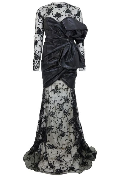 Moschino Draped Floral Long Dress