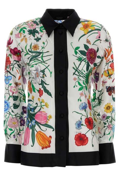 Gucci Flora Printed Long-Sleeved Shirt