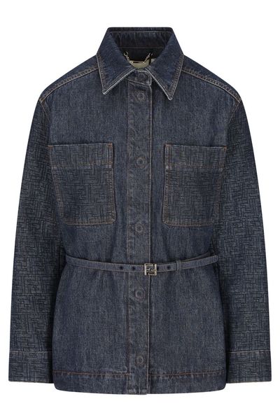 Fendi Belted Waist Denim Jacket