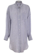 Brunello Cucinelli Monili-Trim Striped Long Shirt
