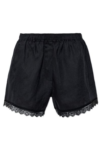 Ganni Lace Trim Linen Shorts