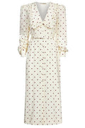 Alessandra Rich V-Neck Polka-Dot Midi Dress
