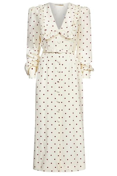 Alessandra Rich V-Neck Polka-Dot Midi Dress