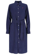 Polo Ralph Lauren Pony Embroidered Tied-Waist Midi Shirt Dress