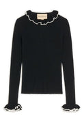 Valentino Ruffled Ribbed-Knit Top