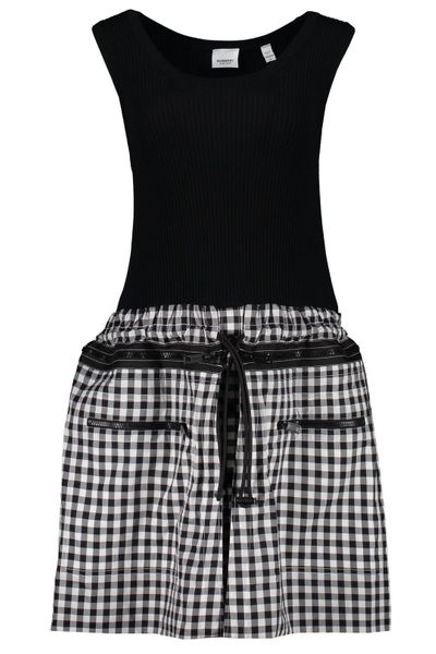 Burberry Fendi Gingham Drawstring Sleeveless Dress