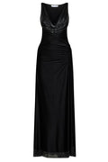 Rabanne Draped Cowl-Neck Maxi Dress
