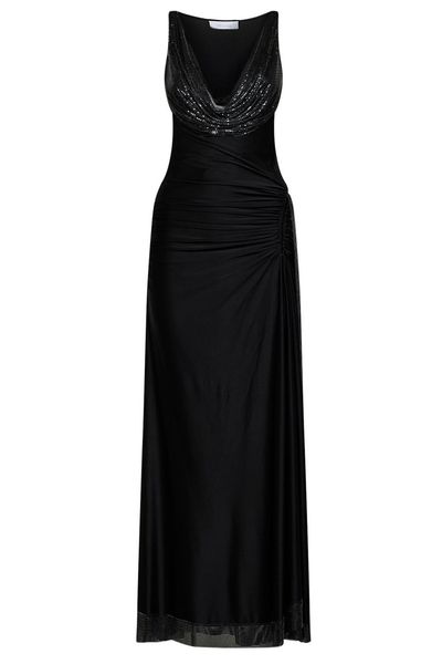 Rabanne Draped Cowl-Neck Maxi Dress